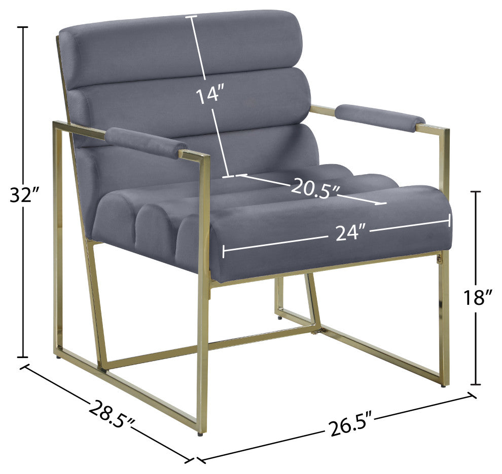 Wayne Velvet Upholstered Accent Chair, Gray