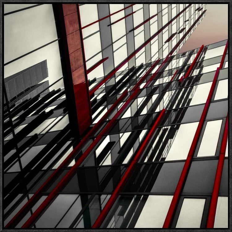 "Red Lines" Framed Canvas Giclee by Gilbert Claes, 23x23"