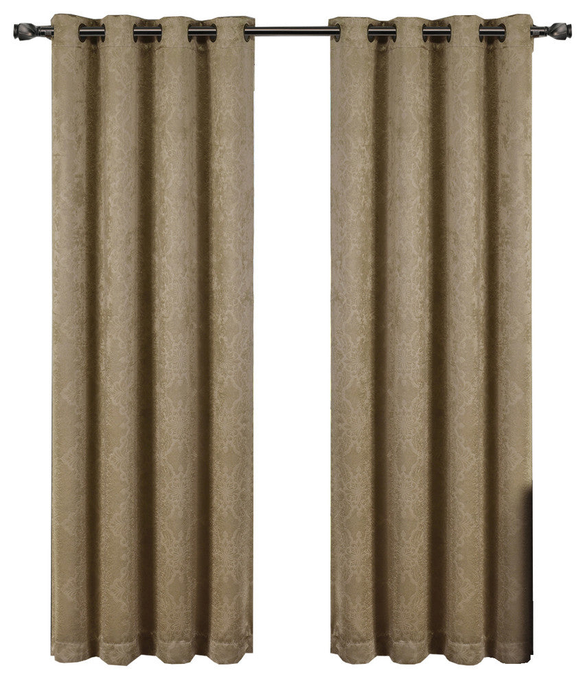 Bella Blackout 2PC Embossed Grommet Panels, Chocolate, 104"x63"