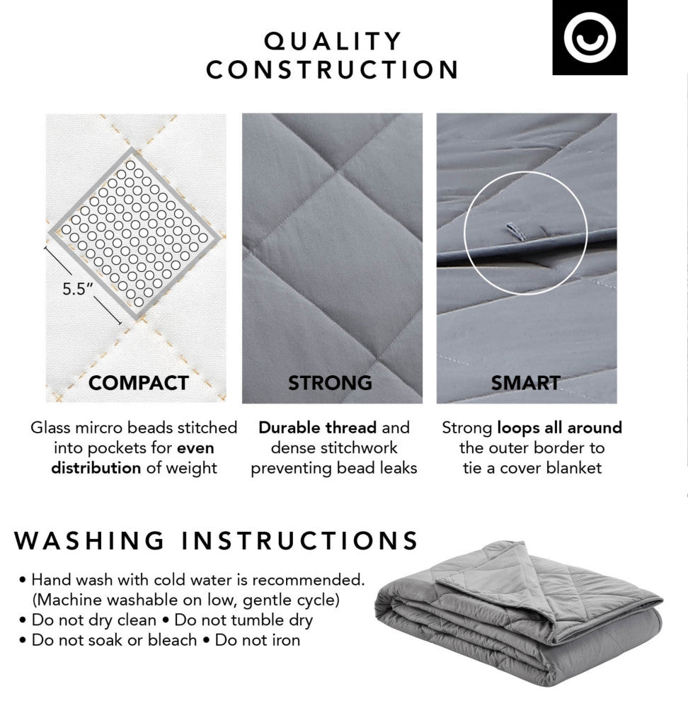 Cozy Tyme Hajia Weighted Blanket 25 Pound 72"x80", Gray