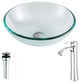 Etude Deco-Glass Vessel Sink, Lustrous Clear Finish, Harmony Faucet, Chrome