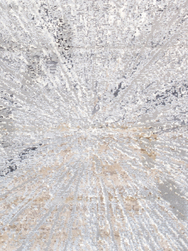 Starburst Power-Loomed White/Grey Area Rug, 9' X 12'