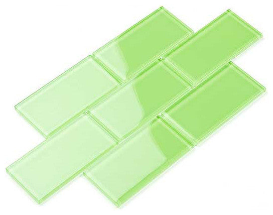 Glass Subway Tile, Green, Sample Swatch