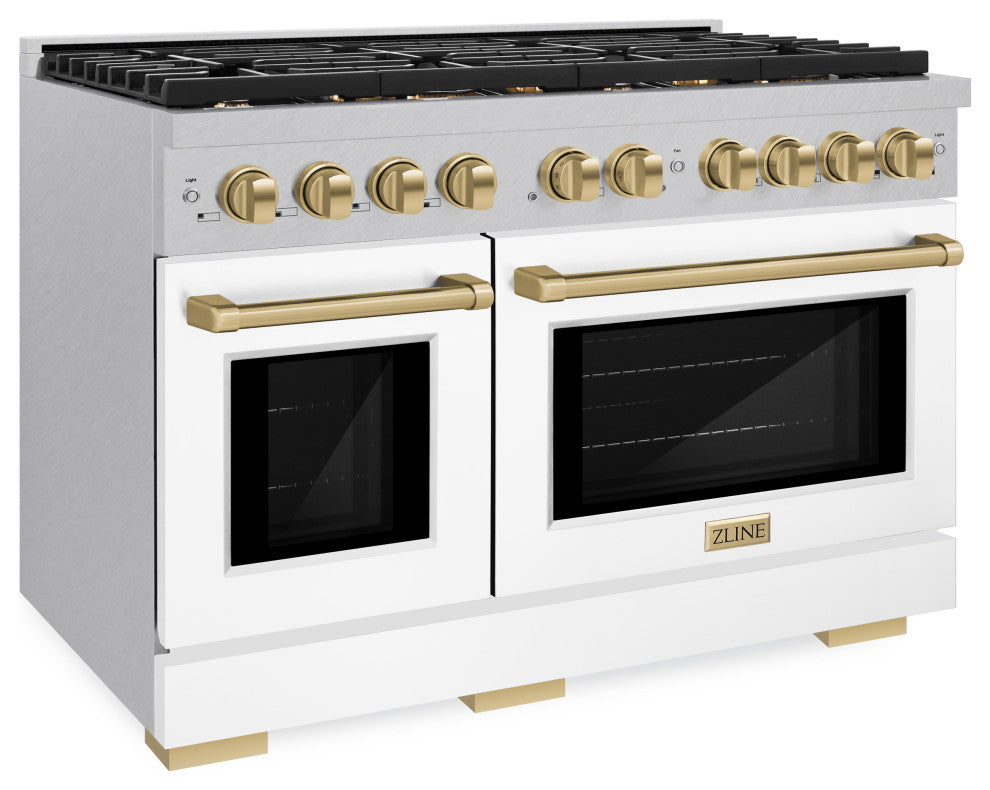 ZLINE 48" Gas Range, DuraSnow With White Matte SGRSZ-WM-48-CB