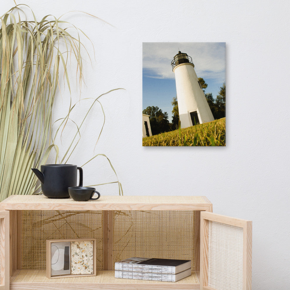 Turkey Point Lighthouse Coastal Landscape Photography Canvas Wall Art, 16" X 20"