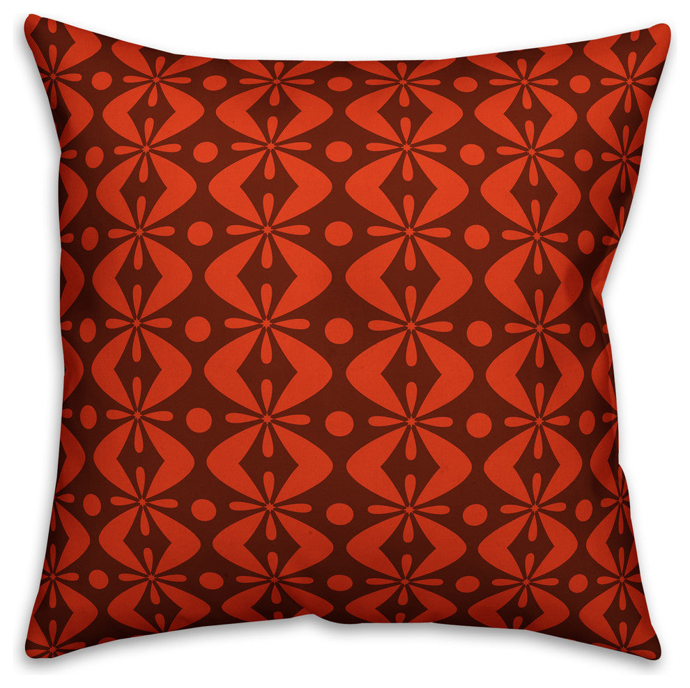 Folk Pattern, Red Throw Pillow Cover, 18"x18"