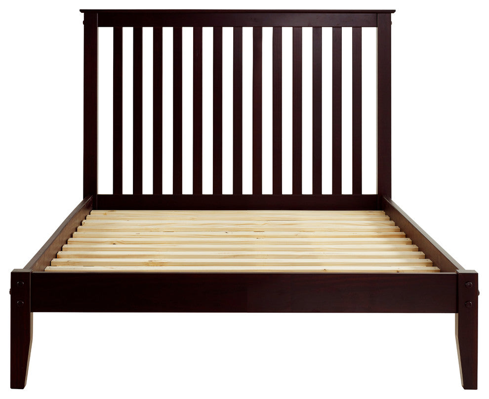 Mission Style Platform Bed, Cappuccino, Full