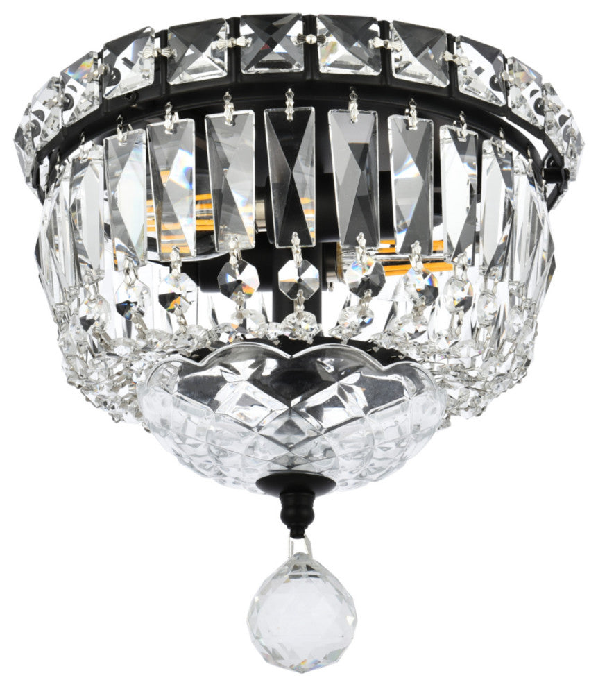 Elegant Lighting V2528F8/RC Tranquil 2 Light 8"W Flush Mount Bowl - Black