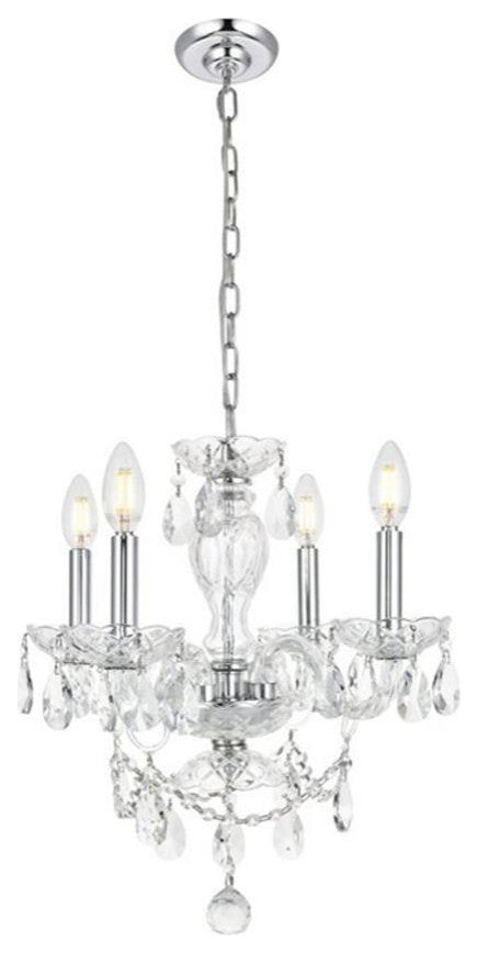 Living District Elle 4-Light Transitional Metal Pendant in Chrome