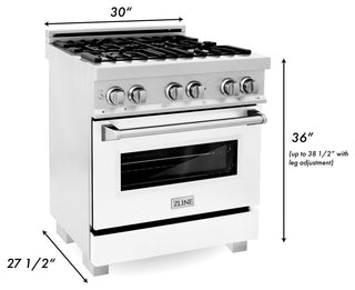 ZLINE 30" Dual Fuel Range With Griddle and White Matte Door