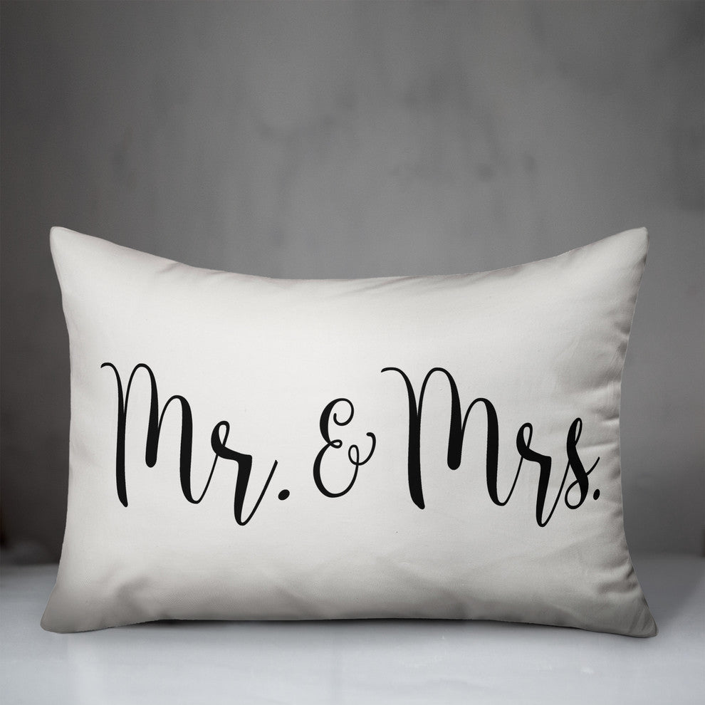 mr and mrs script 14x20 Throw Pillow