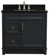 37" Single Sink Vanity, Dark Gray Finish With Black Galaxy Granite