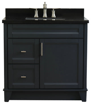 37" Single Sink Vanity, Dark Gray Finish With Black Galaxy Granite