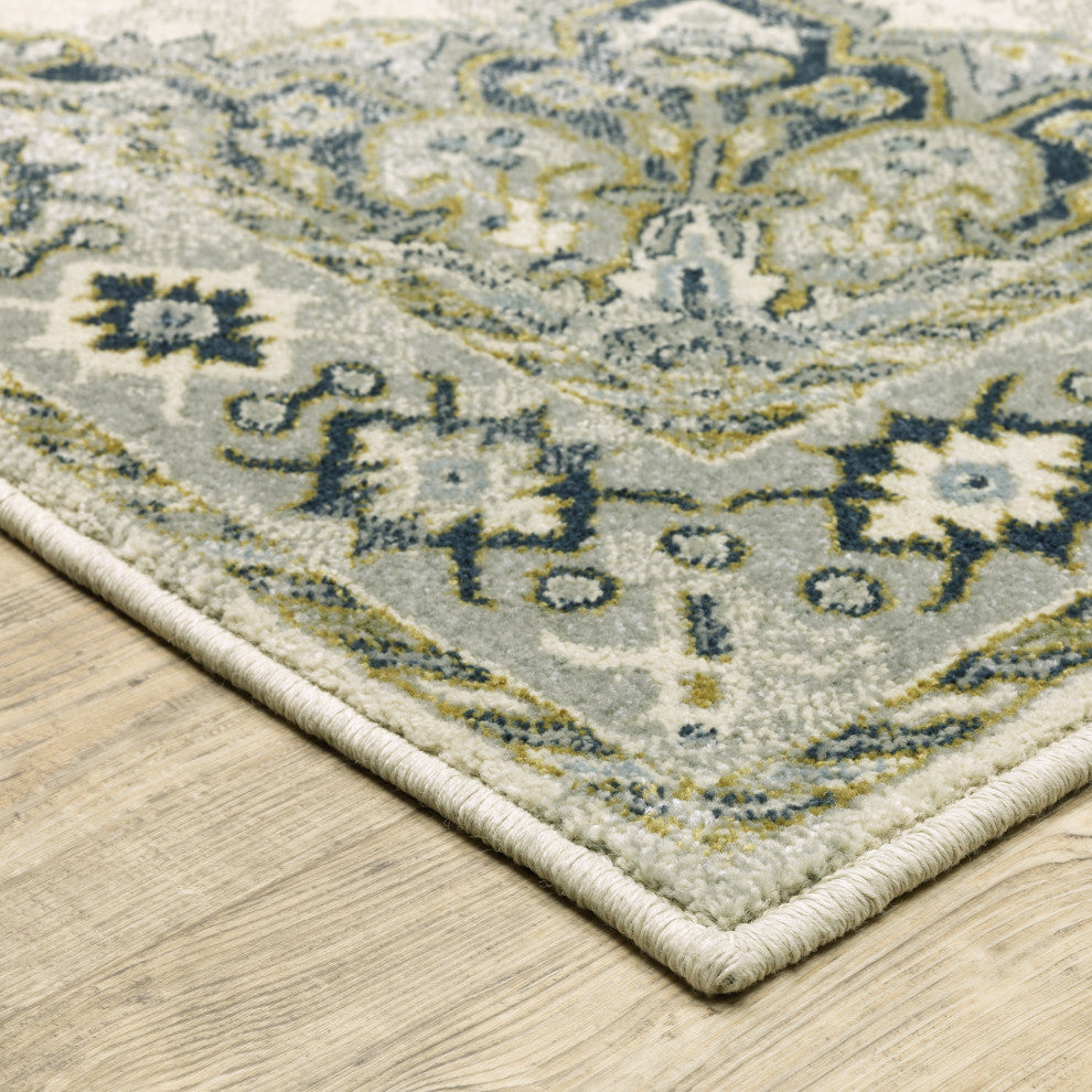 Branson Br04B Ivory/Blue 3'3"x5' Rug