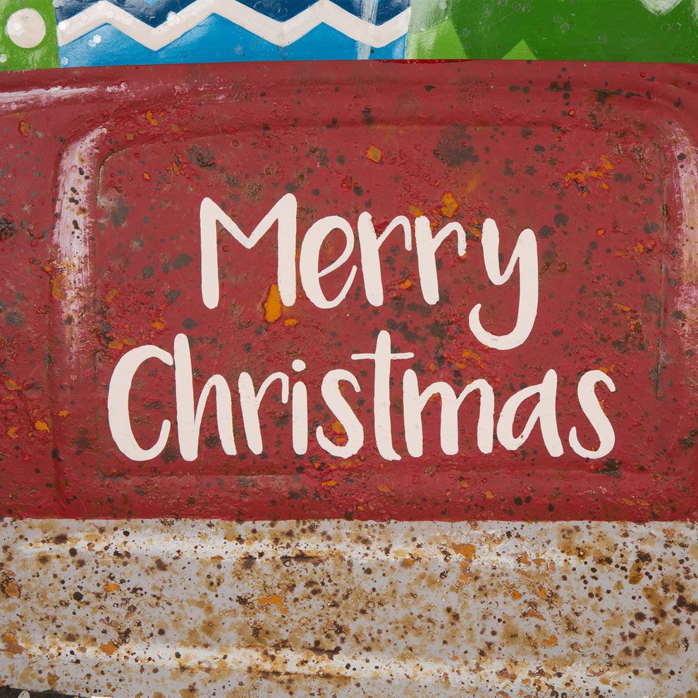31.89" Rusty Metal Christmas Truck Yard Stake
