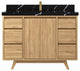 Madison Teak 48" Single Sink Bath Vanity in Light Natural 2" Calacatta Black