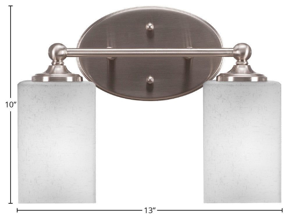 Capri 2-Light Bath Bar, Brushed Nickel/Square White Muslin