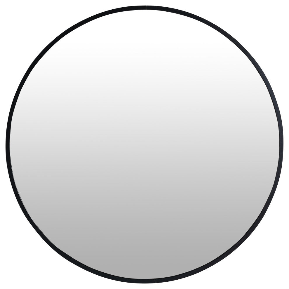 BNK 24 Inch Round Wall-Mirror, Black Metal Frame Wall Mounted Circle Mirror
