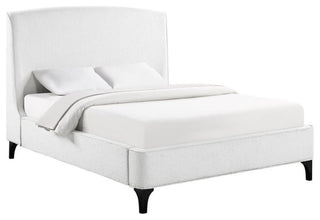 Coaster Mosby Fabric Upholstered Curved Headboard Eastern King Bed in White