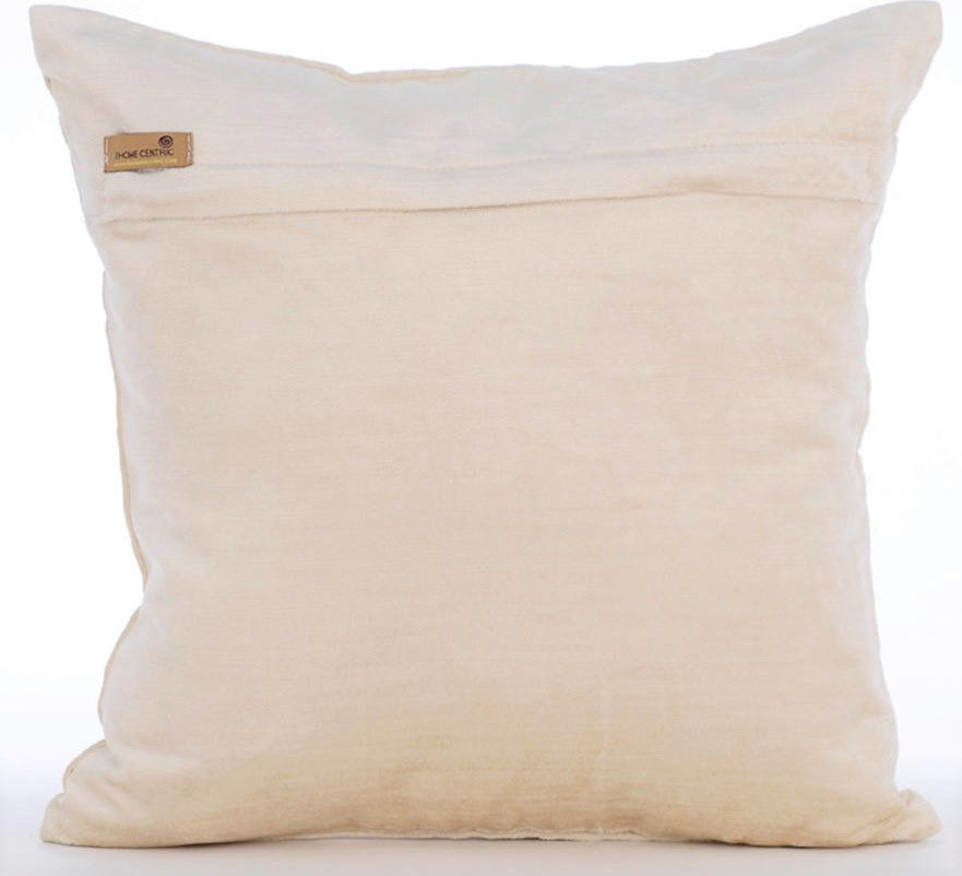 Ivory Throw Pillow Covers 16"x16" Velvet, Crystal Argyle