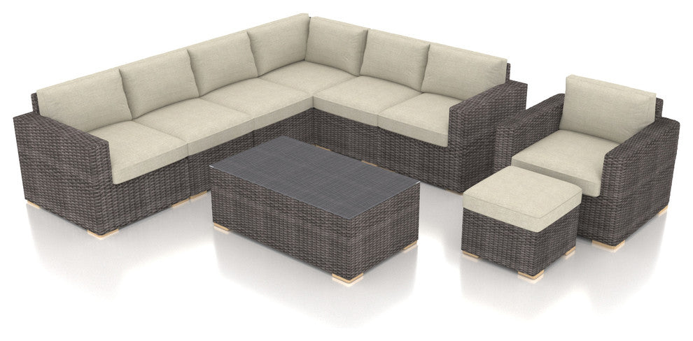 Dune 9 Piece Sectional Set, Canvas Flax