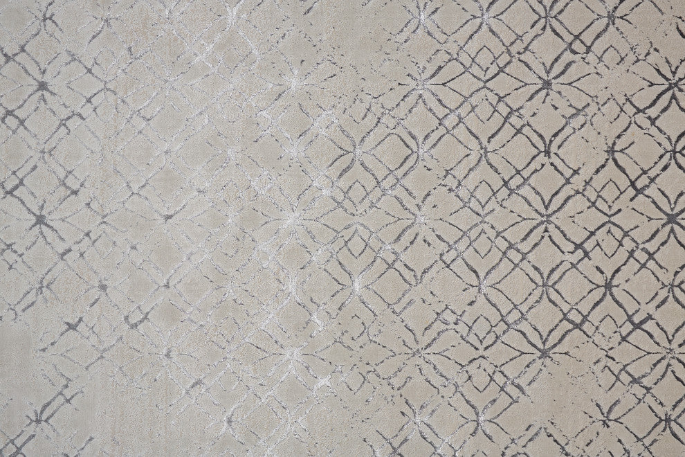 Weave & Wander Orin Modern Metallic Trellis Rug, Silver/Gray, 10'x13'2"