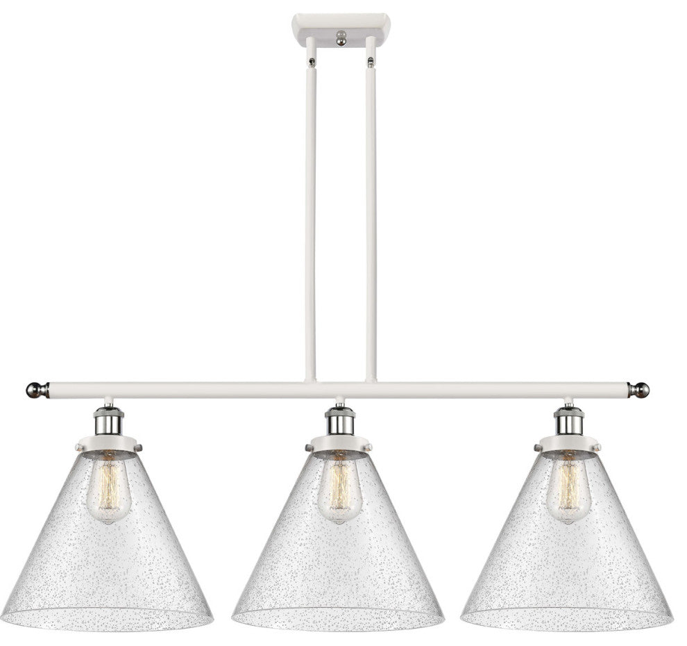 Innovations 916-3I-WPC-G44-L 12" 3 Light Island Light, White, Polished Chrome