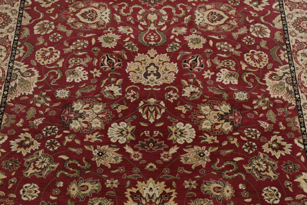 Oushak Oriental Traditional Turkish Carpet Bordered Area Rug, Red, 10'11"x7'10