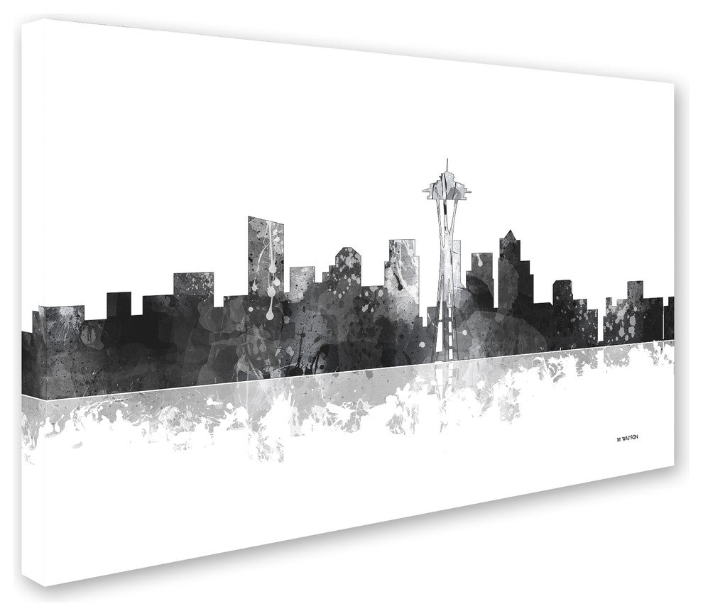 Marlene Watson 'Seattle Washington Skyline BG-1' Canvas Art, 16"x24"