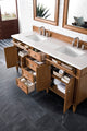 Brittany 72" Saddle Brown Double Vanity,  White Zeus Quartz Top