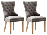 Home Beyond Velvet Upholstered Armless Dining Chairs, Light Gray