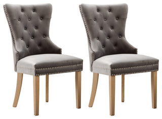 Home Beyond Velvet Upholstered Armless Dining Chairs, Light Gray