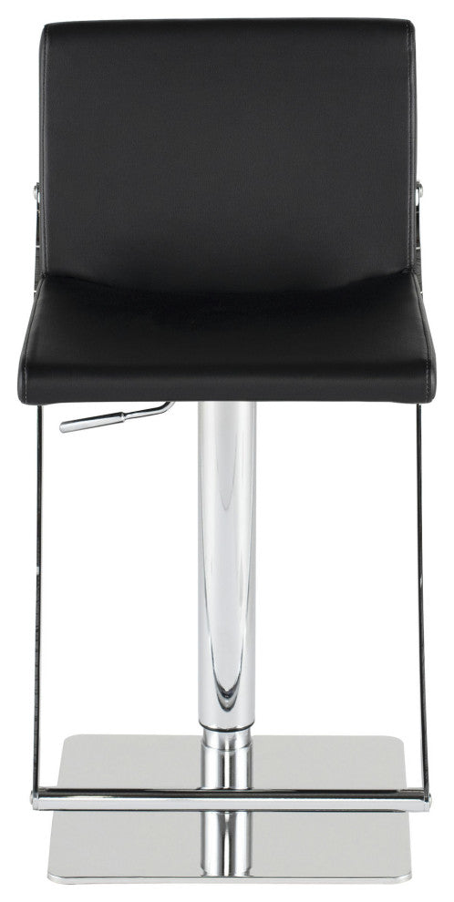 Swing Adjustable Bar Stool, Modern Contemporary Barstool, Faux Leather, Black