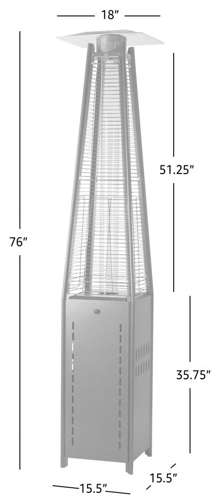 Square Pyramid Flame Patio Heater in Hammered Platinum