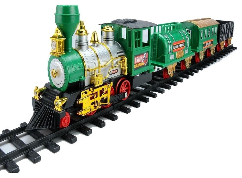 20-Piece Battery Operated Lighted Animated Classics Train Set, With Sound, Green