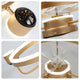 3-Light Flush Mount Ceiling Fan with Dimmable LED Light and Remote APP Control, Gold