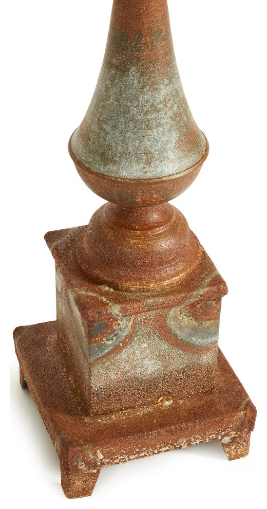 Rustic Weathered Galvanized Metal Finial Sculpture Rust Spindle Vintage Style