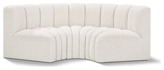 Arc Boucle Fabric Upholstered 3-Pc. Inward Curved Modular Sectional, Cream