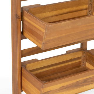 Pineview Outdoor Customizable Acacia Wood Plant Stand, Teak