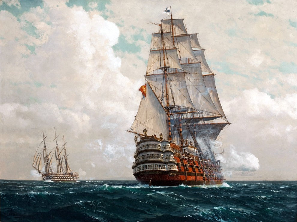 Tile Mural Seascape Ship Sea By Michael Zeno Diemer, 6"x8", Glossy