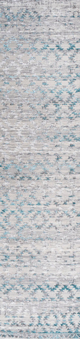 Ancient Faded Trellis Gray/Turquoise 2'x8' Runner Rug