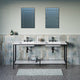 Pierre 72 Double, Freestanding, Open Shelf, Black Metal Frame Bathroom Vanity
