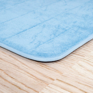 2-Piece Memory Foam Striped Bath Mat Set, Blue