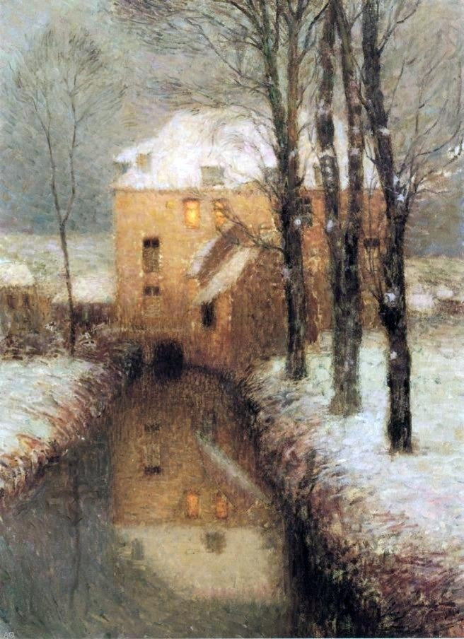 Henri Le Sidaner A Canal- Snow, 18"x27" Gallery Wrapped Canvas Print