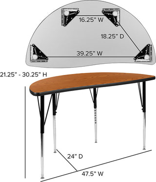 47.5" Circle Laminate Activity Table Set-16" Student Stack Chairs, Oak/Black