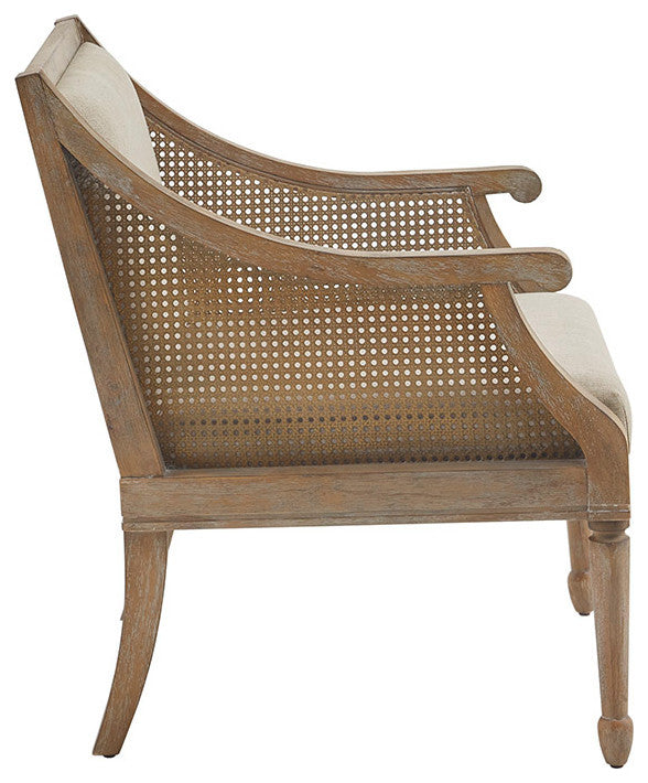 Martha Stewart Isla Reclaimed Natural Cane Inset Armchair, Natural Solid