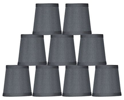Gray Mini Faux Silk Chandelier Lamp Shade, 3x4x4", Set of 9