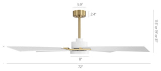 72" 4-Blade DC Motor Ceiling Fan with Dimmable LED and Remote Control, Gold/White