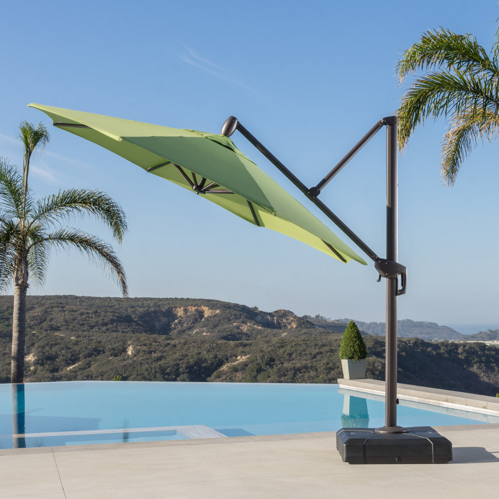 Modular 10ft Sunbrella Outdoor Round Patio Umbrella, Ginkgo Green
