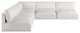 Ease Fabric Upholstered L-Shaped Modular Sectional, Cream, 5 Piece: 1 Corner, 4 Armless